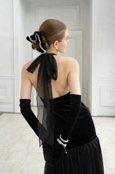 Black Swan Velvet And Organza Maxi Dress